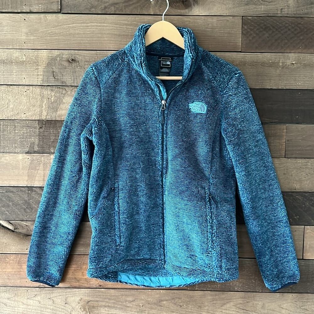 The North Face Women's Osito 2 Fleece Jacket Blue Black Stripe Zip-Up